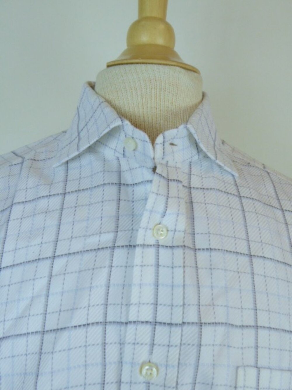 HUGO BOSS BLACK LABEL Switzerland white plaid COTTON dress SHIRT 15.5 M